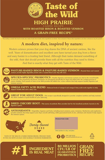 Taste of the Wild, Dry Dog Food High Prairie Canine Formula with Roasted Bison and Venison, 80 Ounce