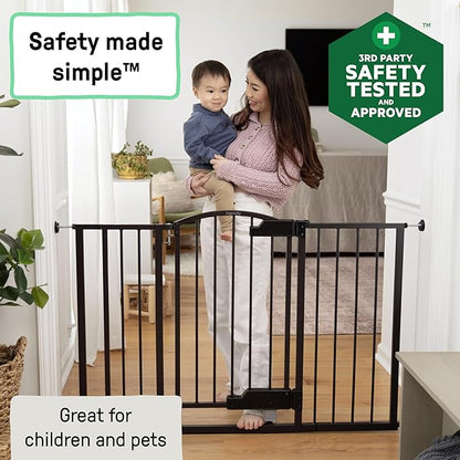 Ingenuity Easy Open Baby Gate & Dog Gate, Hands-Free Open Patent-Pending Foot Pedal, 27.5"-52" Wide, 28" Tall, Hardware or Pressure Mounted, Install in Doorway, Bottom of Stairs, or Wall - Espresso