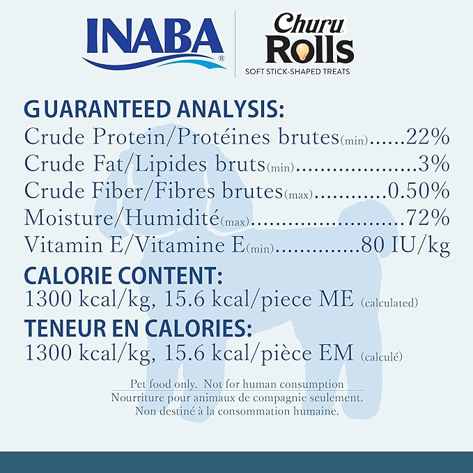 INABA Churu Rolls Chicken Wraps Chicken with Salmon Recipe Dog Treats, 3.36 oz.