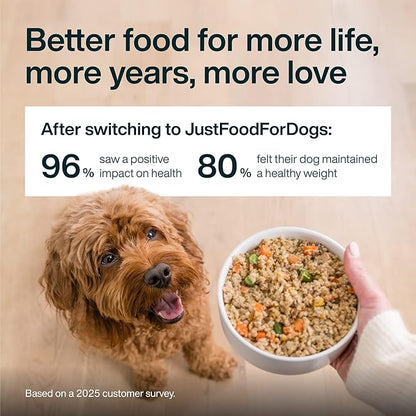 JustFoodForDogs JustFresh Wet Dog Food, Fresh Pet Meals and Toppers with No Preservatives, Resealable Package, Human Grade, Home-Cooked Beef, 12 oz - 7 Pack