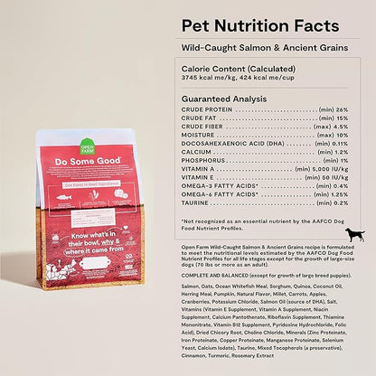 Open Farm, Ancient Grains Dry Dog Food, Protein-Rich & Nutrient Dense, 90% Animal Protein Mixed with Non-GMO Fruits, Veggies and Superfoods, Wild Caught Salmon Recipe, 11lb Bag