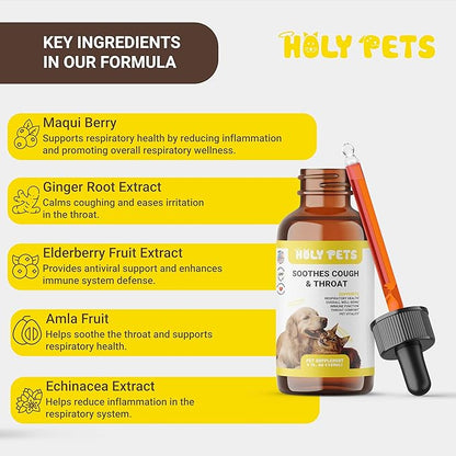 Cough Medicine for Dogs & Cats, Respiratory Infection Support - Sneezing Relief & Kennel Cough Treatment - Pet Asthma Support - Made with Natural Ingredients in The USA (4oz)
