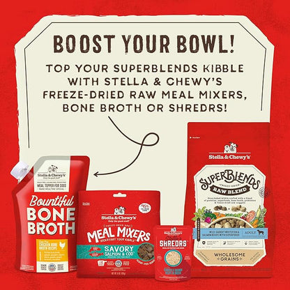 Stella & Chewy's SuperBlends Raw Blend Wholesome Grains Wild-Caught Whitefish & Salmon Recipe with Superfoods, 21 lb. Bag