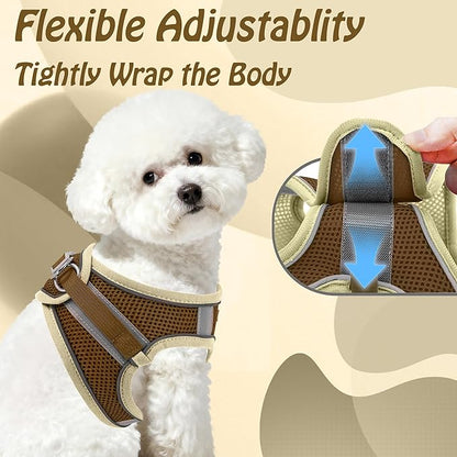 AIITLE Easy Walk Dog Harness and Leash Set - Pet Supply No Pull, Step in Adjustable Dog Harness with Padded Vest, Dog Harness No Choke Over, Easy to Put on Medium Dogs Beige L