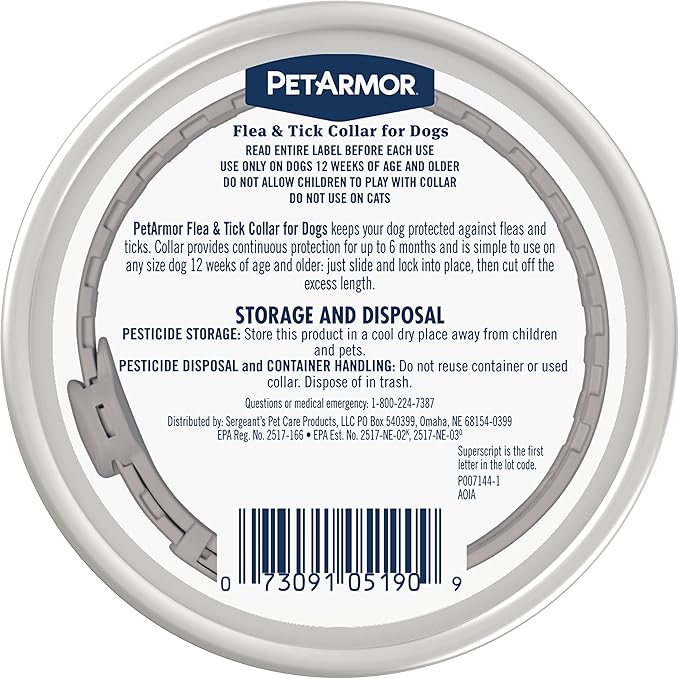 PetArmor Flea & Tick Collar for Dogs, Kills Fleas & Ticks, Long Lasting Protection for 6 Months, Water Resistant, One Size Fits All.