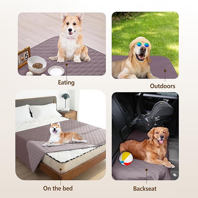gogobunny 100% Double Sided Waterproof Dog Blanket Soft Pet Bed Cover Reversible Protect Furniture Couch Sofa Car for Puppy Large Dog Cat (Dark Sea Fog/Light Sea Fog, 82x102 Inch (Pack of 1))