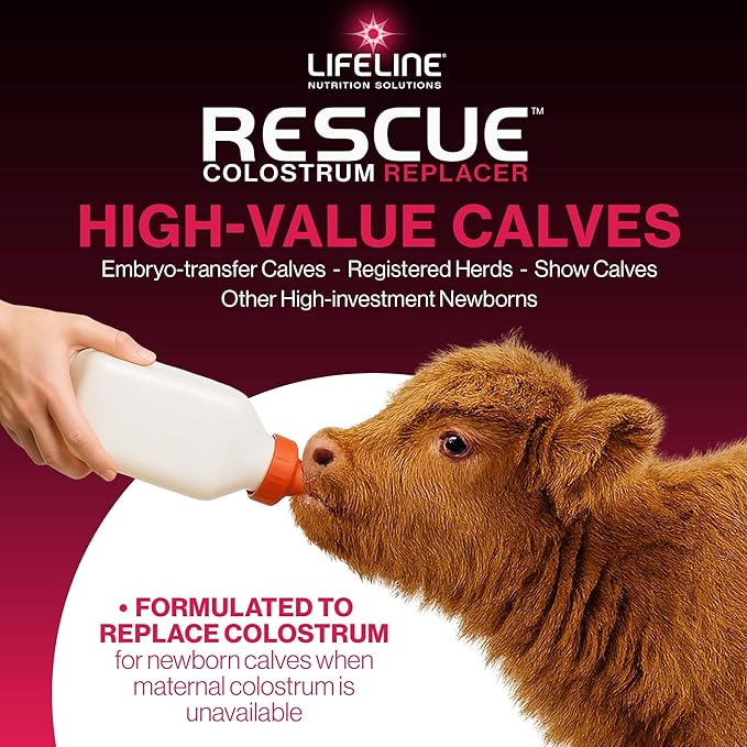 ANNUSO LIFELINE Rescue High-Level Colostrum Replacer for Calves, 1.1lb Bag - 150g Globulin Protein - Replaces Maternal Colostrum in One Feeding - Immune Support, Vitamins, Minerals - Easy-Mix Formula