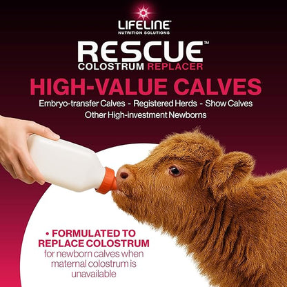 ANNUSO LIFELINE Rescue High-Level Colostrum Replacer for Calves, 1.1lb Bag - 150g Globulin Protein - Replaces Maternal Colostrum in One Feeding - Immune Support, Vitamins, Minerals - Easy-Mix Formula