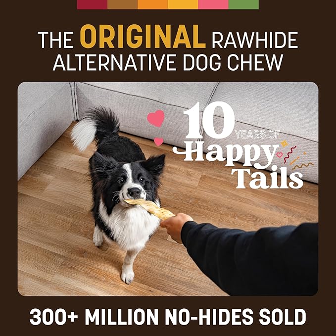 Earth Animal No Hide Strips - Natural Rawhide Free Dog Chew Strips, Peanut Butter - 16 Count