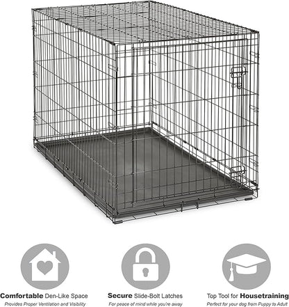 Midwest Homes for Pets 48-Inch New World Crate for Extra-Large Breeds, 90-110 lbs, Single Door Folding Dog Crate, Leak-Proof Tray & Secure Latch, Portable, Durable & Easy to Assemble