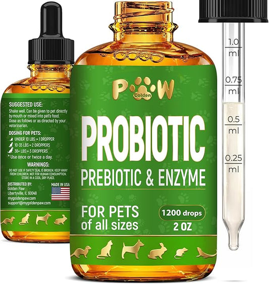 Liquid Probiotics for Dogs & Cats of All Ages | Dog Probiotics to Provide Digestion Balance | Prebiotic Blend for Harmonious Food Absorption | 3 Billion CFU | Herbal Flavor | 2 Oz