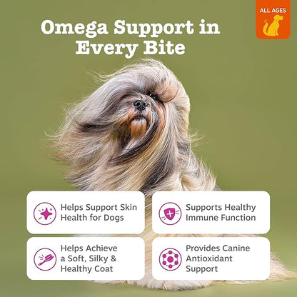 Zesty Paws Salmon Oil for Dogs Skin and Coat, Omega 3 Fish Oil Chews, Dog Allergy Relief Chews, Itch Relief Supplement, 90 Count, Salmon Flavor
