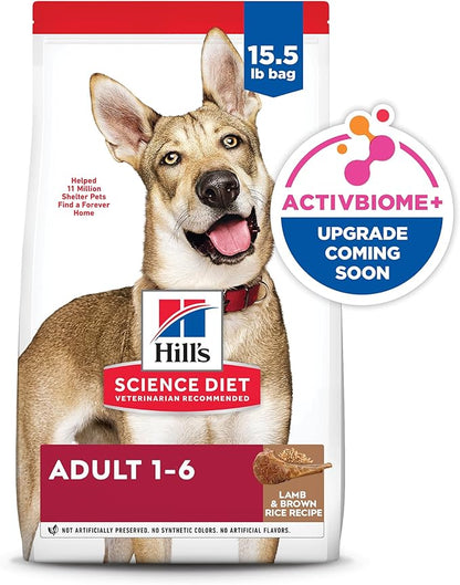 Hill's Science Diet Adult 1-6 Premium Nutrition Dry Dog Food, Lamb & Brown Rice, 15.5 lb. Bag