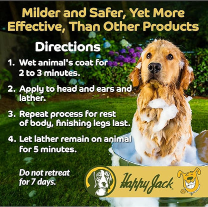 Happy Jack Paracide Flea & Tick Shampoo and Treatment for Dogs & Cats, Flea and Tick Prevention for Pets, 8 oz