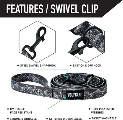 Wolfgang Heavy Duty Dog Leash, Pull-Tested to Over 800 lbs for Walking & Training, WolfMountain Print, Small