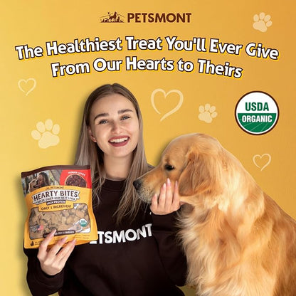 Petsmont Hearty Bites - Organic Freeze-Dried Beef Liver Dog Treats Single Ingredient All Natural, Preservative Free, No Filler Beef Treat for Dogs High Protein Dog Snacks Made in the USA - 8oz
