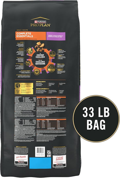 Purina Pro Plan Complete Essentials Shredded Blend Turkey and Rice Dog Food Dry Formula with Probiotics for Dogs - 33 lb. Bag