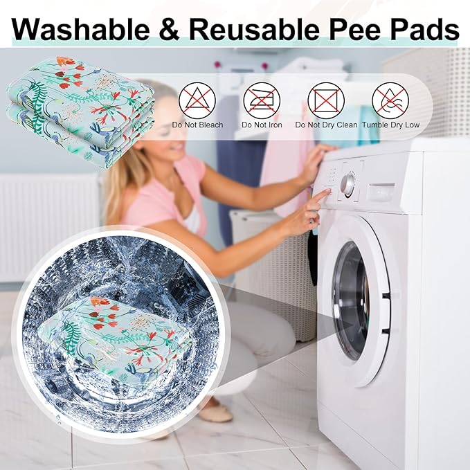 BEAUTYZOO Reusable Puppy Pads,Washable Pee Pads for Dogs,Non Slip Wee Wee Pad for Potty Training,Thick Heavy Absorbent Underpads for Playpen,Bed,Sofa,Crate,Whelping,Travel & Outdoor Spring, 24" x 36"