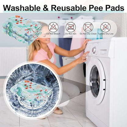 BEAUTYZOO Reusable Puppy Pads,Washable Pee Pads for Dogs,Non Slip Wee Wee Pad for Potty Training,Thick Heavy Absorbent Underpads for Playpen,Bed,Sofa,Crate,Whelping,Travel & Outdoor Spring, 24" x 36"