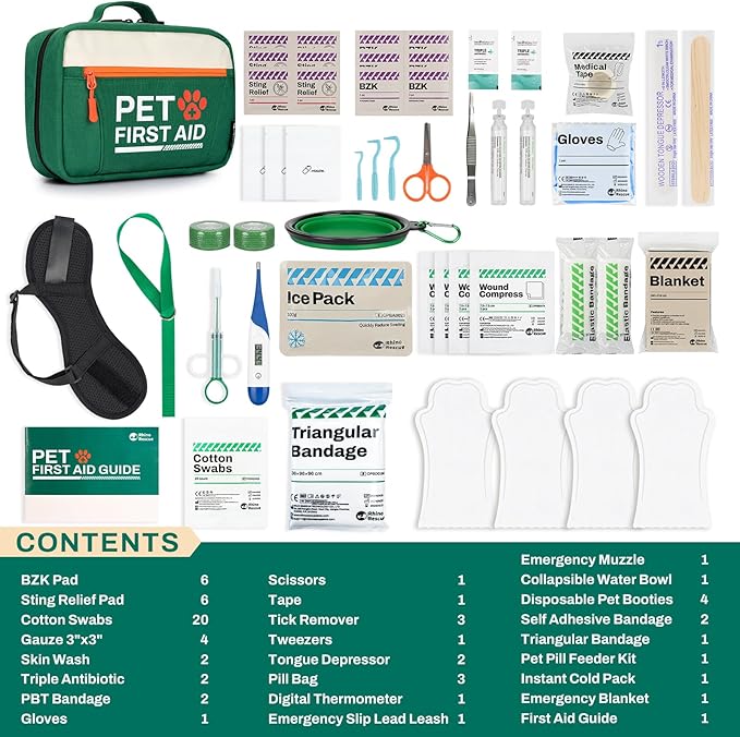 RHINO RESCUE Bundle - Pet First Aid Kit, Emergency Medical Supplies for Dogs & Cats, Safety Essentials Pack with Thermometer+Waterproof First Aid Kit, Lightweight Boat Dry Bag