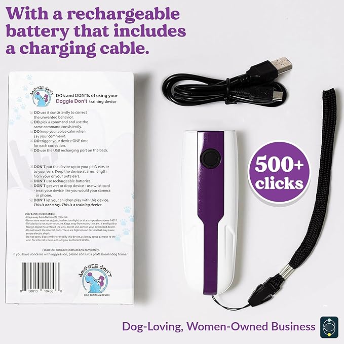Doggie Don’t Anti Barking Device for Dogs - No Shock Bark Control & Dog Bark Deterrent - Humane Audible Dog Training Tool for Reactive Dogs, Stop Barking, Jumping & Leash Aggression - Rechargeable