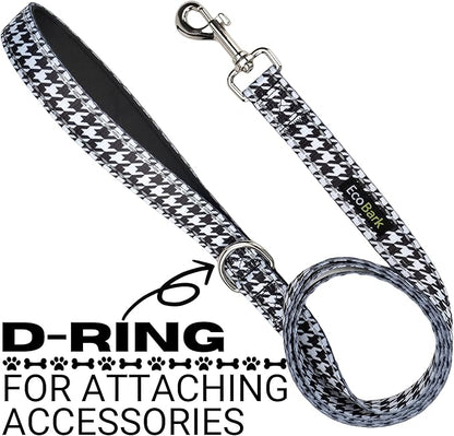 EcoBark Dog Leash - Soft & Reflective Comfort Leash with Padded Handle - Safe, Strong, & Durable for Small, Medium or Large Dogs (Houndstooth)