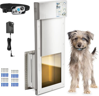 Power Pet Automatic Electronic Pet Door by High Tech Pet - Pet Operated Dog Door, High Security, Air Tight, for Medium-Sized Dogs (10" x 12" Pet Opening), Wall Mount, Easy Install - PX-1W