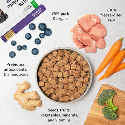 ULTIMATE PET NUTRITION Nutra Complete, 100% Freeze Dried Veterinarian Formulated Raw Dog Food with Antioxidants Prebiotics and Amino Acids, (1 Pound (Pack of 4), Pork)