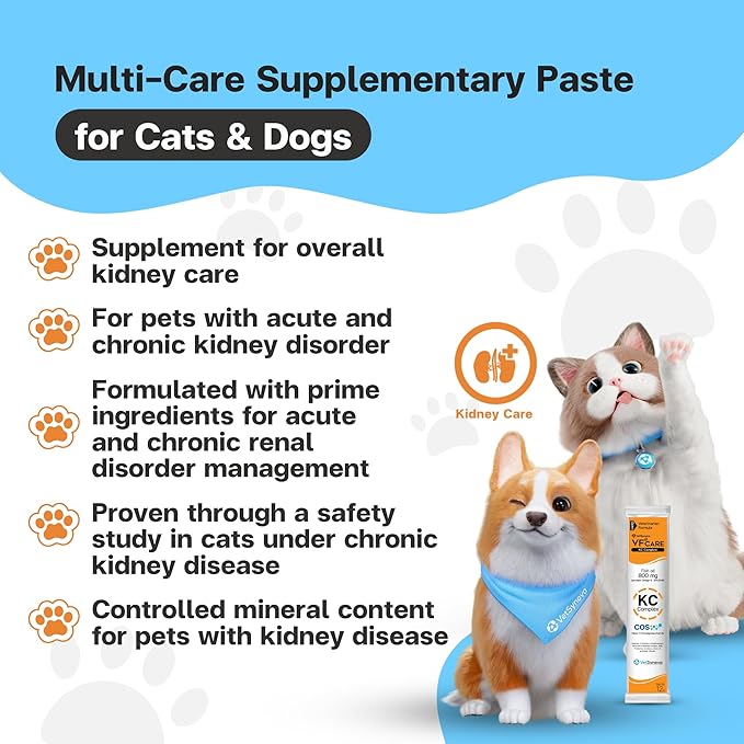KC Complex Kidney Support Supplement for Cats & Dogs – Omega 3 for Dogs, Omega 3 for Cats – Fish Oil, SOD, Nano-Chitooligosaccharide – Vet Formula for Renal Health – 30 Sachets