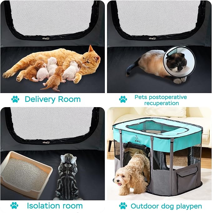 Portable Foldable Pet Playpen Collapsible Crates Kennel Playpen for Dog cat and Rabbit &Travel playpen Outdoor or Indoor (Medium（31.5" L x 23.6" W x 21.7" H）, Brown)