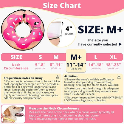 Inflatable Dog Cone with Transparent Shield, Protective Dog Donut Collar After Surgery to Stop Licking, Soft Donut Cone for Medium Plus Pets, Adjustable Recovery Collar with Buckle Visibility