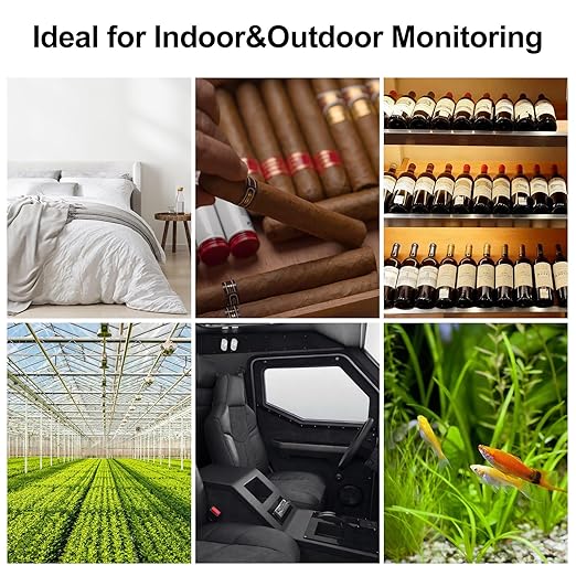 eMylo Indoor Outdoor Thermometer Hygrometer RTH11, IP65 Waterproof Temperature Humidity Sensor for Home with APP Alert, 492ft Monitoring Range, Requires Connection to WiFi Gateway(Not Included)