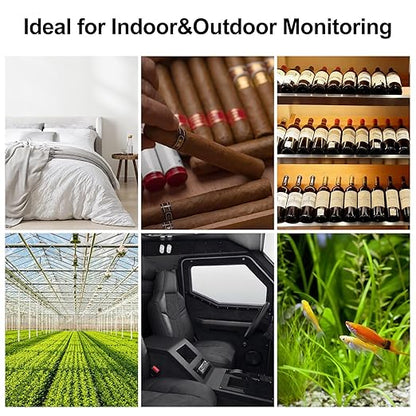 eMylo Indoor Outdoor Thermometer Hygrometer RTH11, IP65 Waterproof Temperature Humidity Sensor for Home with APP Alert, 492ft Monitoring Range, Requires Connection to WiFi Gateway(Not Included)