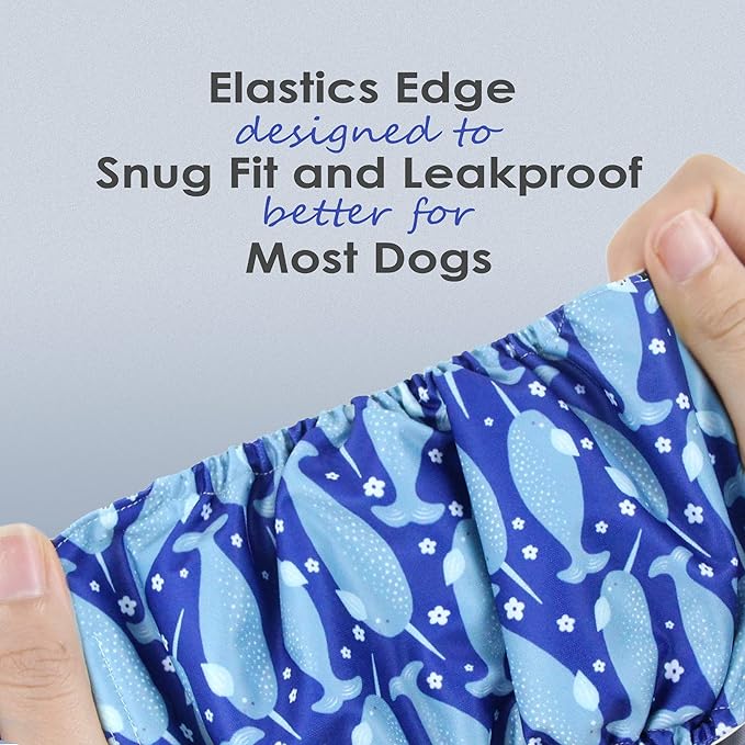 wegreeco Washable Male Dog Belly Band (Stylish Pattern)- Pack of 3 - Washable Male Dog Belly Wrap, Dog Diapers Male (Whale, XL)