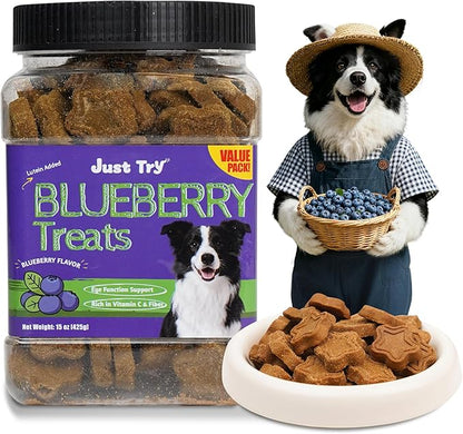 Just Try 15 OZ Blueberry Dog Treats Biscuits Eye Function Immune Support for Dogs Training Treats Healthy Dog Treats
