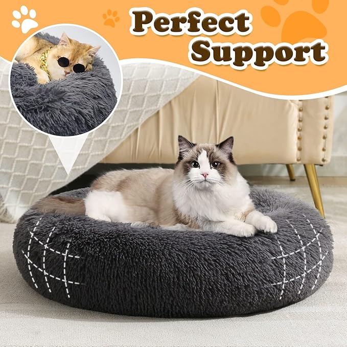 JOLLYVOGUE Dog Beds Large Sized Dog, 36 inches Calming Soft Anti-Anxiety Donut Dogs Bed, Washable Round Fluffy Cushion for Large Pets, Fits up to 80 lbs Pets