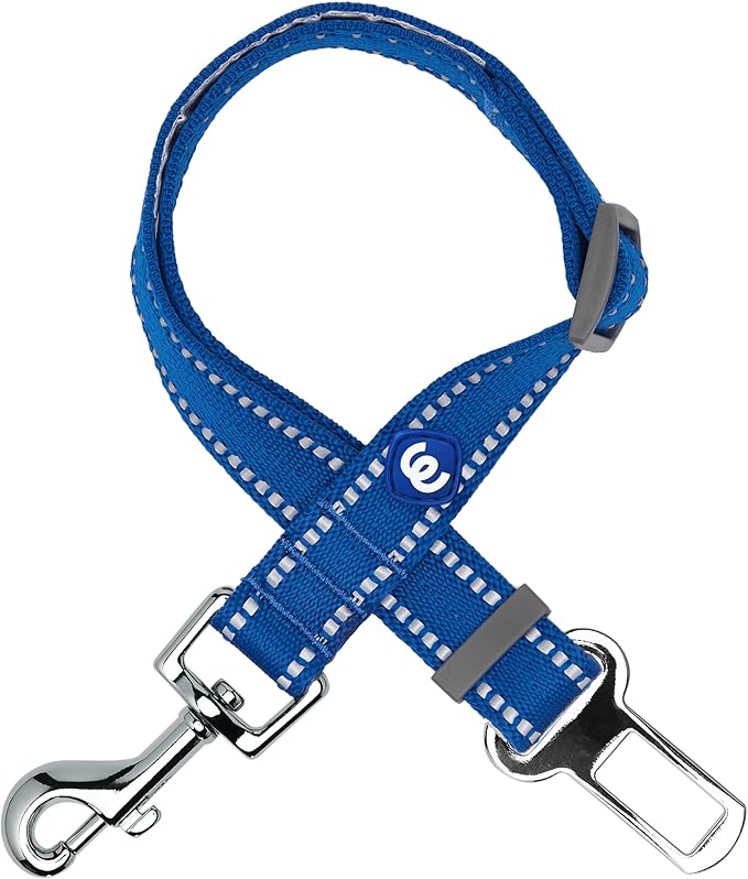 Blueberry Pet Essentials Pastel Color Reflective Dog Seat Belt Tether, Navy, Durable Safety Car Vehicle Seatbelts Leads Use with Harness