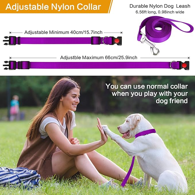 Prong Training Collar with Comfort Tips and Quick Release Snap Buckle - Dog Choke Pinch Collar with Nylon Cover - Classic Collar and Leash for Small to Large Dogs