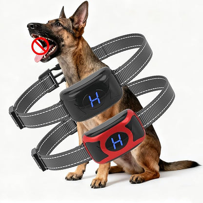 2 Pack No Shock Vibration Bark Collar for Large & Medium Dogs - Safe & Humane Dog Bark Collar with Beep & Vibration, 3 Adjustable Sensitivity Levels, 100% IPX7 Waterproof Dog Training Collar