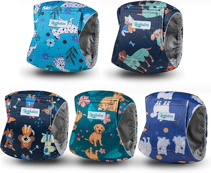Leekalos Male Dog Diapers, Dog Belly Bands for Male Dogs Wraps Washable Doggie Diapers High Absorbing Dog Belly Bands（5 Pack）