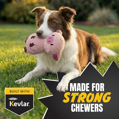 Bite Force -Durable & Strong Dog Toy Peppa Pig with Squeaker, Kevlar-Reinforced for Aggressive Chewers for Small Medium Large Dogs - Pink.