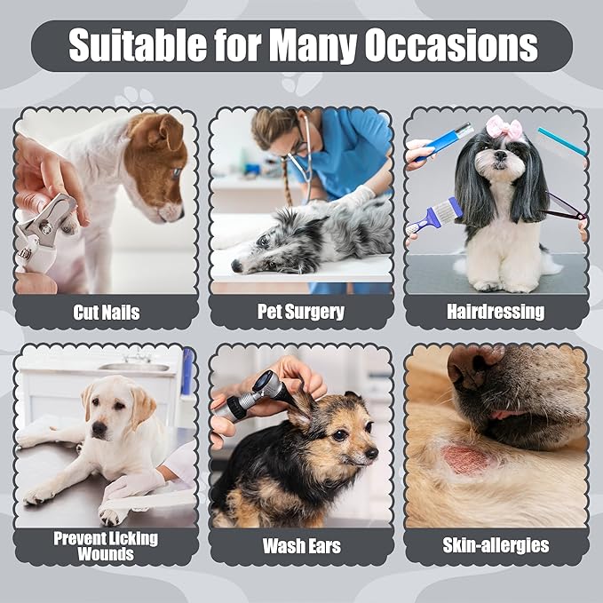 Soft Dog Cone Collar - Adjustable Recovery Cone for Large Dogs After Surgery to Stop Licking, Waterproof Elizabethan Protective Neck Donut Collar Alternative for Pet (Grey, 2XL)