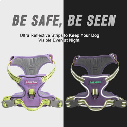 BARKBAY No Pull Dog Harness Front Clip Heavy Duty Reflective Easy Control Handle for Large Dog Walking(Violet Purple & Sunlight,XS)