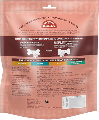 Better Belly Highly Digestible Rawhide Twist Sticks Chews, Treat Your Dog to a Chew with NO Artificial Colors or Flavors