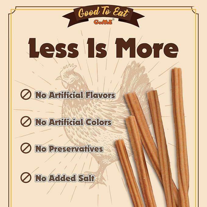 Gootoe Dog Treats, Chicken Jerky for Dogs - Premium Dog Training Treats; High-Protein, Gluten-Free, Hypoallergenic, Grain-Free, Chicken Sticks, 1.5 lb