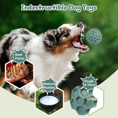 Tough Dog Chew Toys for Aggressive Chewers, Indestructible Dog Balls for Aggressive Chewers, Squeaky Balls for Dogs, Squeaky Toys for Large Dogs, Funny Heavy Duty Ball