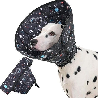 Avont Dog Cone Alternative, Adjustable Soft Comfy Foldable E Cones for Medium Large Dogs After Surgery, Escape-Proof Elizabethan Collar for Surgical Wound Recovery Stop Licking -Star(XL)