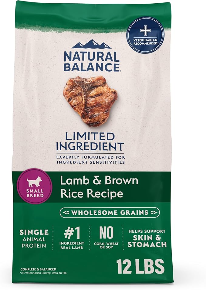 Natural Balance Limited Ingredient Small-Breed Adult Dry Dog Food with Healthy Grains, Lamb & Brown Rice Recipe, 12 Pound (Pack of 1)