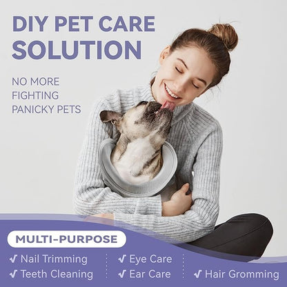 Loflaze Dog Grooming Hammock Harness for Dogs & Cats with Pet Nail Clipper Trimmer - Cat Hanger Sling for Trimming Clipping Nails- Dog Hammock Restraint Bag for Small Medium Large pet （ Purple XL）