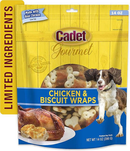 Cadet Gourmet Chicken Wrapped Biscuit Dog Treats,Training Treats for Small and Large Dogs,Inspected & Tested in USA,14 oz.,(Pack of 2)